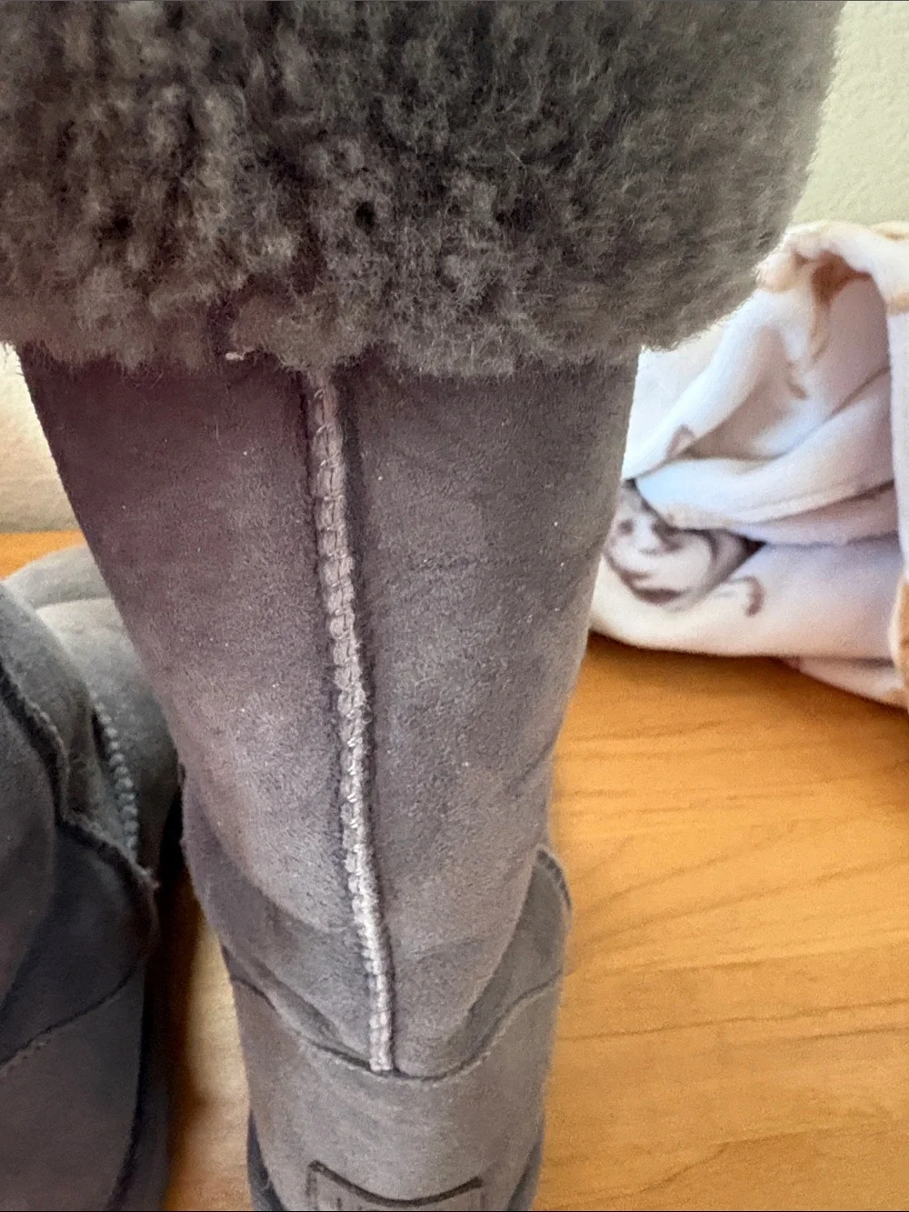 UGG Classic Short Shearling-Lined Winter Boots in Gray
